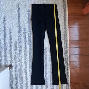 Flared Pants Leggings – Black, Side Slit Hem, Stretch Fit